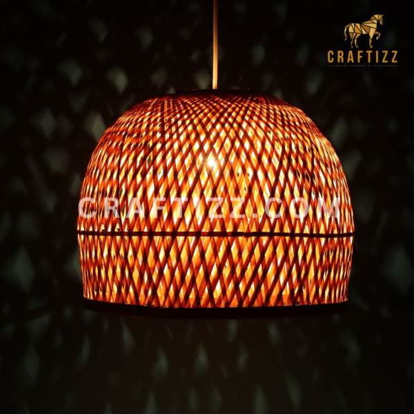 Handmade Bamboo Woven Ceiling Lampshade - Image 2