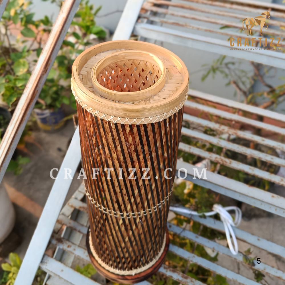 Cylinder Shape Bamboo Black Table Lampshade - Image 7