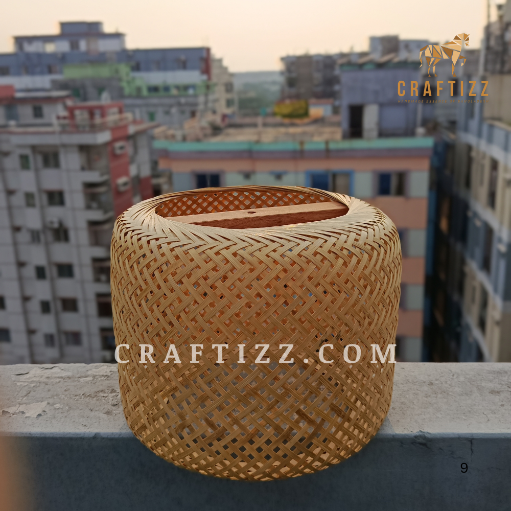 Single Layer Round Shape Hanging Bamboo Lampshade - Image 5