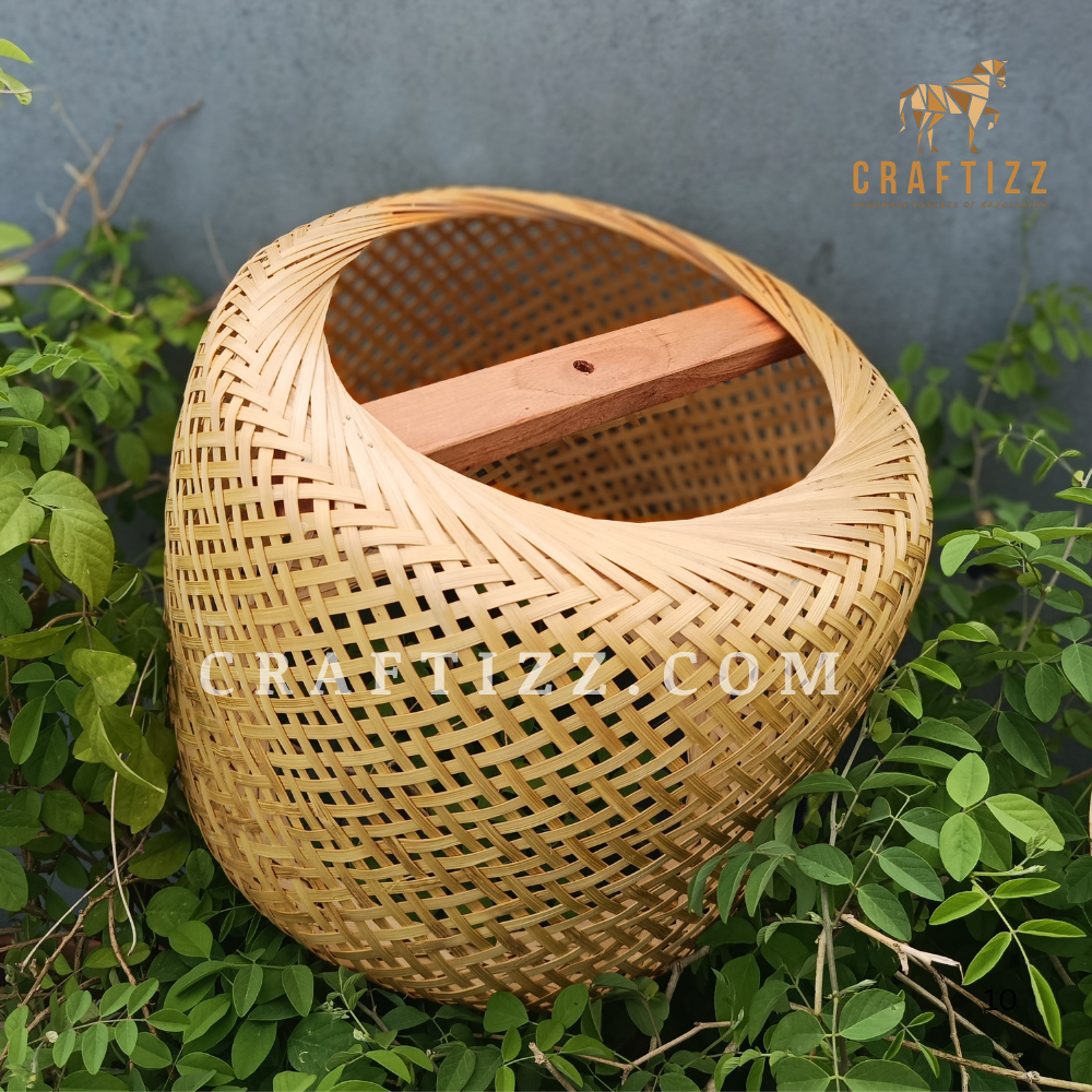 Single Layer Round Shape Hanging Bamboo Lampshade - Image 6