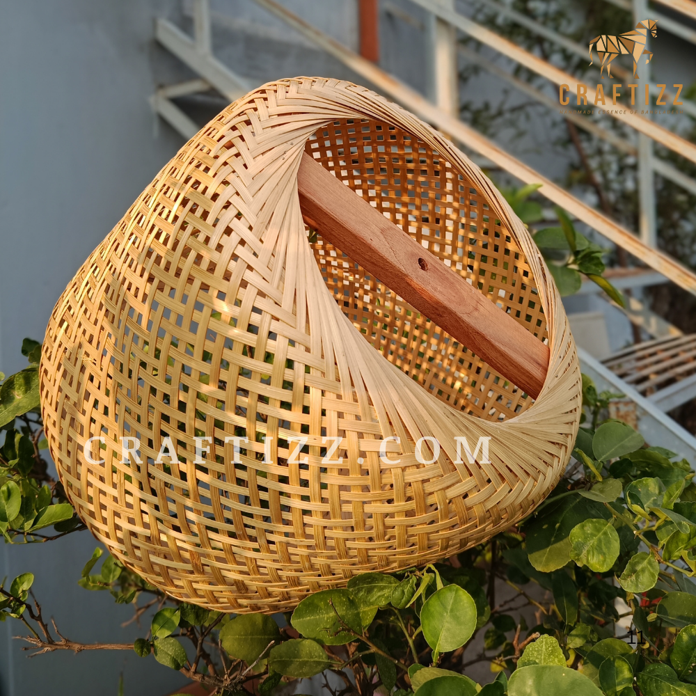 Single Layer Round Shape Hanging Bamboo Lampshade - Image 4