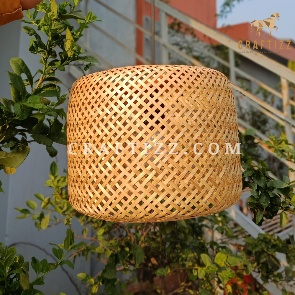 Single Layer Round Shape Hanging Bamboo Lampshade - Image 2