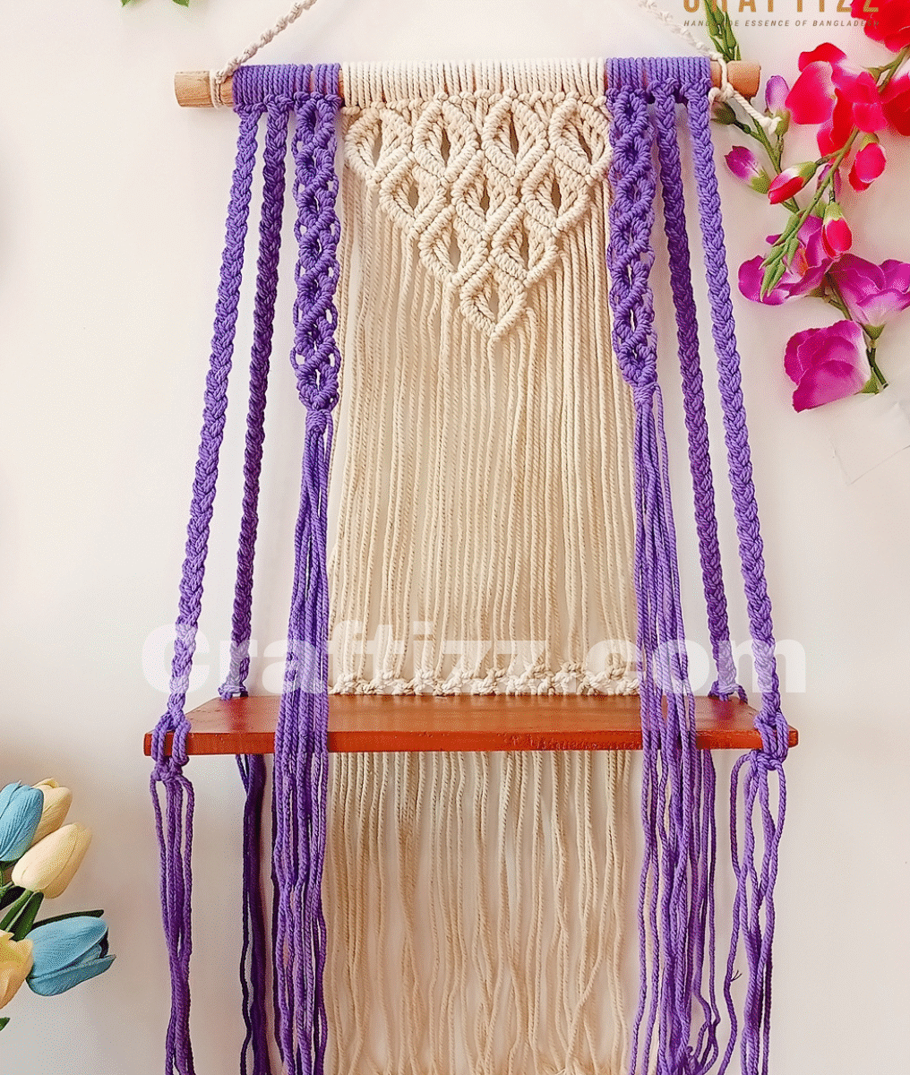Macrame Cream color Wall Hanging Shelf