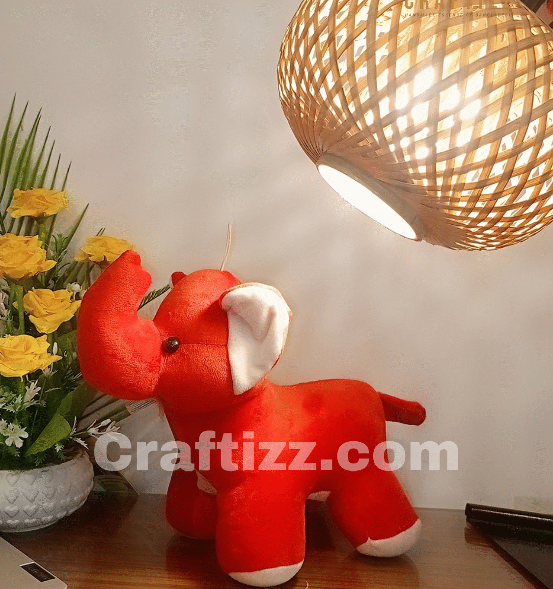 Craftizz Red Elephant Plush Soft Toy