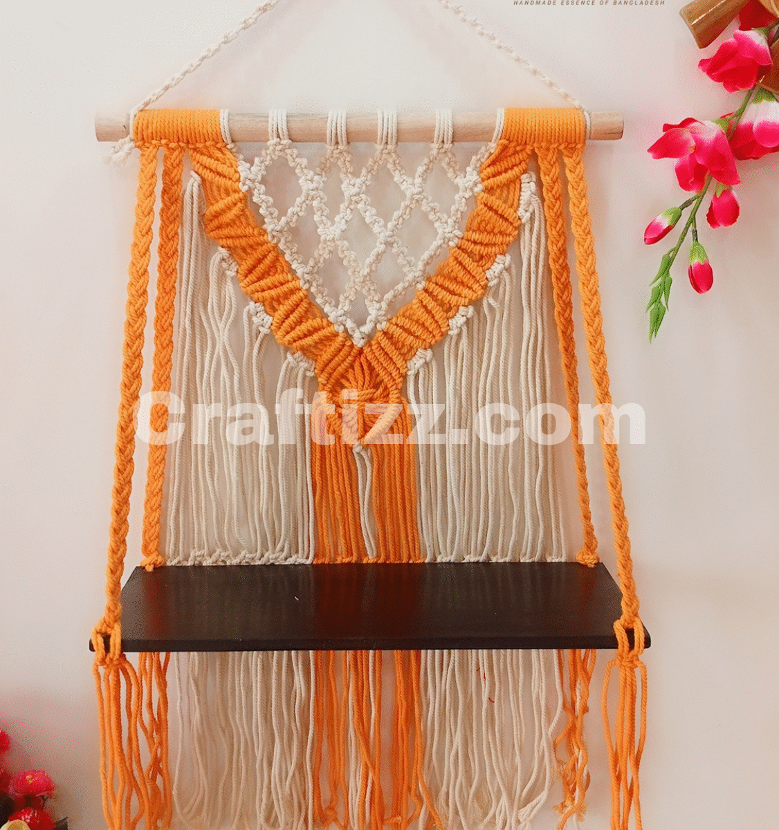 Macrame yellow color Wall Hanging Shelf