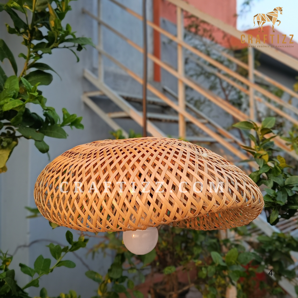 Floating Island Rattan Lampshade Handcrafted 16″ | Pendant Lamps | Hanging Ceiling Lights - Image 4