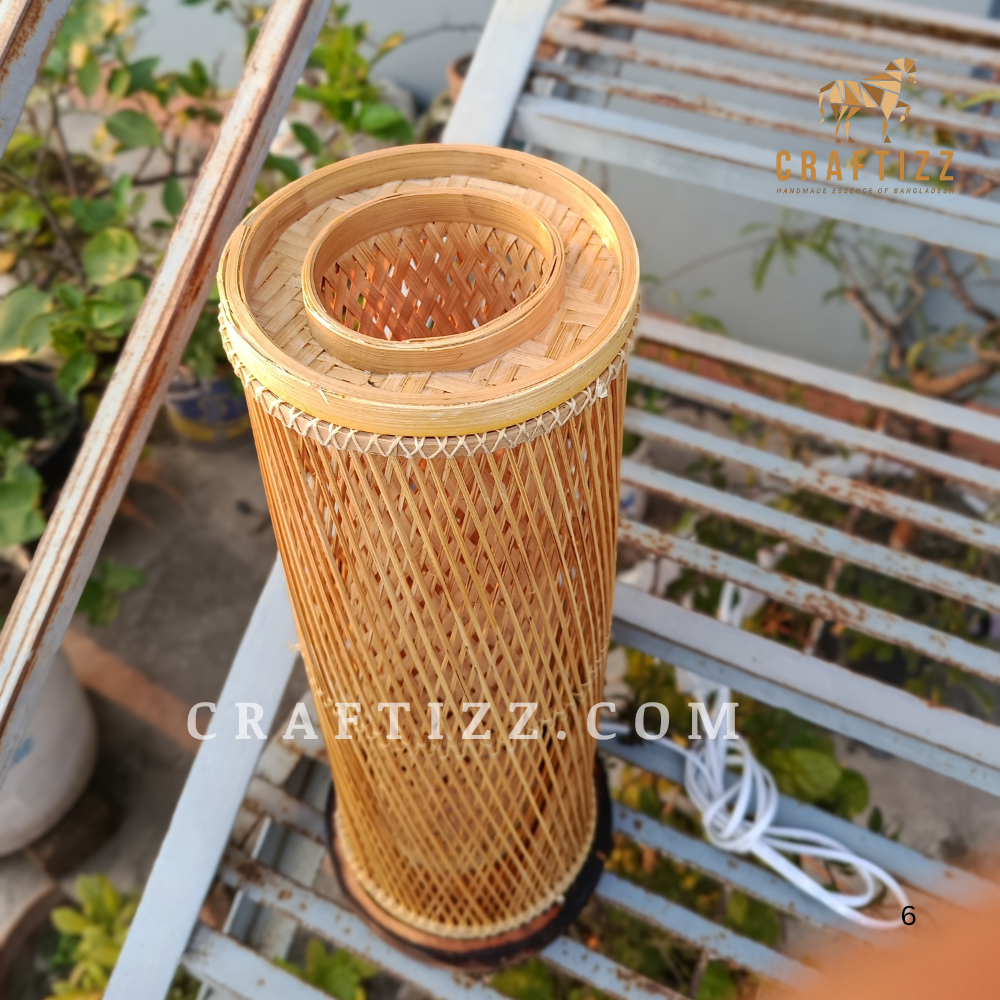 Bamboo Golden Cylinder Shape Table Lampshade - Image 4