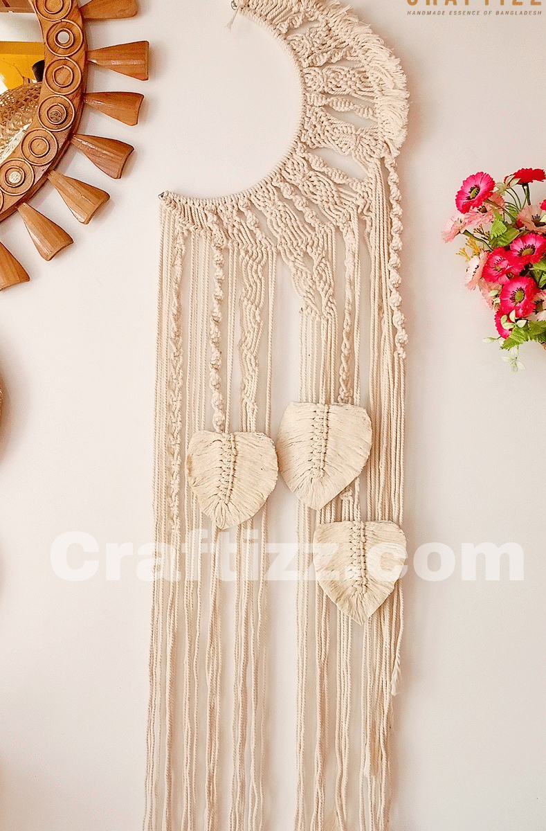 Macrame White Mandala Moon Wall Hanging