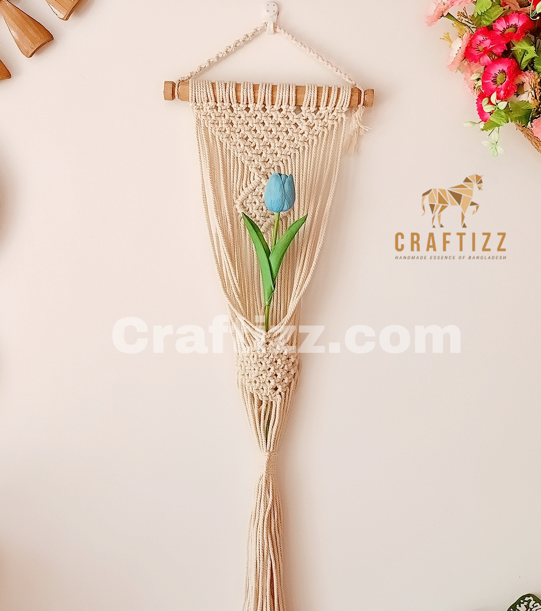 Hand woven Boho Wall Decor Wall Hanging Tapestry with Woven Pocket