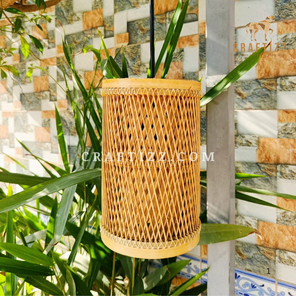 Handmade Bamboo Cylinder Hanging Lampshade